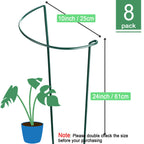 HiGift Peony Cages and Supports 24" H x 10" W, 8 Pack Tall Snake Plant Support Stake Half Round Metal Garden Stake for Indoor and Outdoor Plants, Flower Support Ring Border for Tomato,Hydrangea,Rose