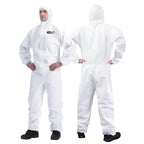 YIBER Hazmat Suit Disposable Coverall | Full Body Painters Suit in 7 Sizes with Multiple Specifications for Men & Women - Medium, White, 25