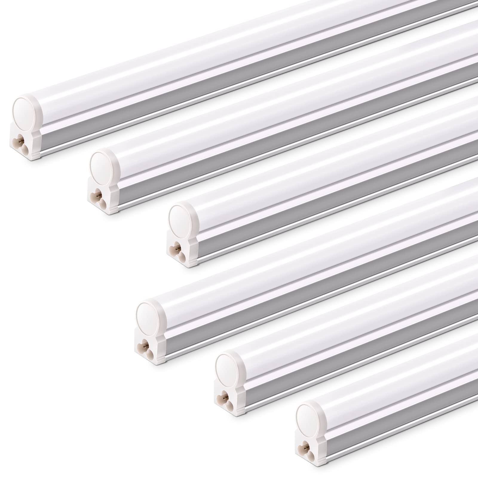 Barrina T5 3FT LED Shop Light, 1900lm, 5000K Daylight White, 16W Utility Light Fixture, Commercial Bay Light for Workshop Garage, Corded Electric with ON/Off Switch, 6 Packs