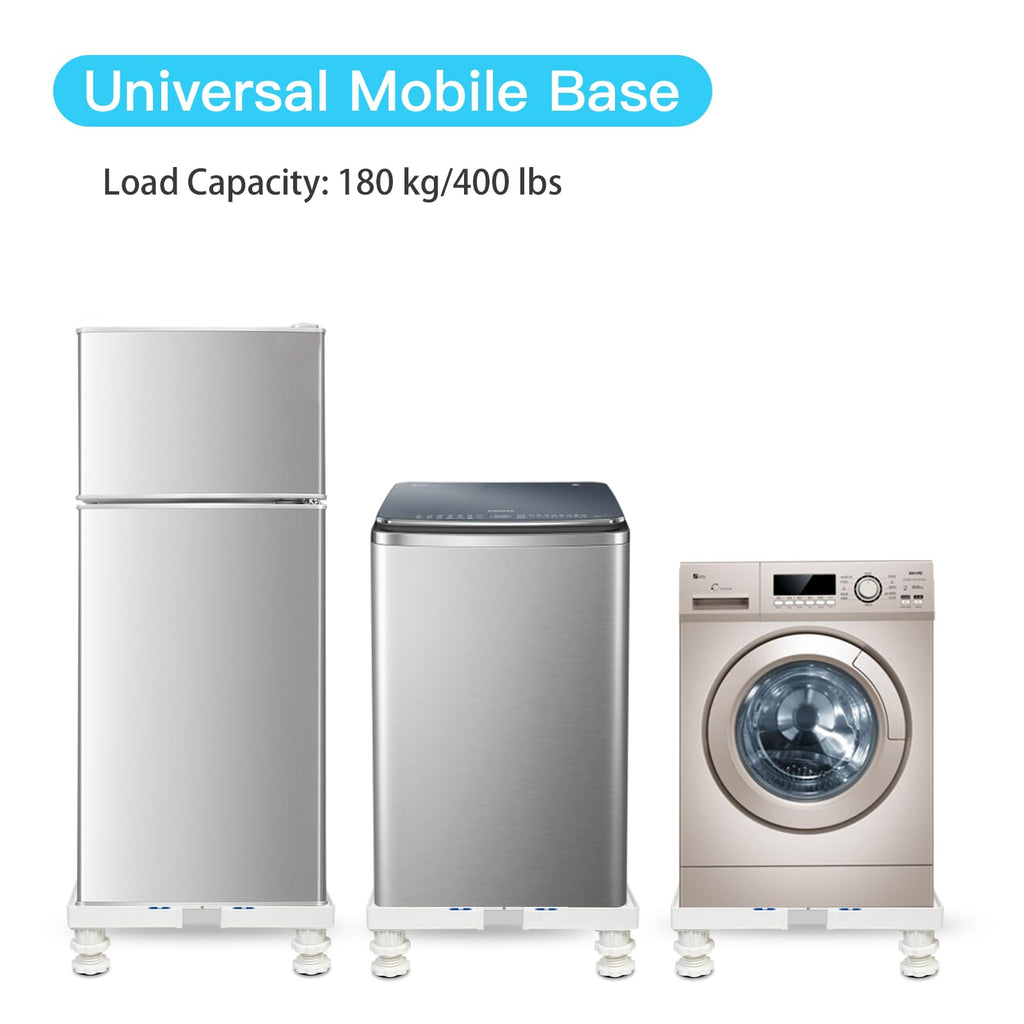 Nefish Mini Fridge Stand Adjustable Refrigerator Stand with 4 Strong Feet Universal Appliance Stand Base Heavy Duty Washer and Dryer Stand Laundry Pedestal Multi-Functional Base (White)