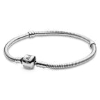 PANDORA Moments Barrel Clasp Snake Chain Bracelet - Silver Bracelet for Women - Sterling Silver - with Gift Box - 7.5"