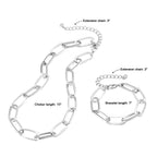 LANE WOODS Chunky Gold Necklace and Bracelet Set for Women, Paperclip Chain