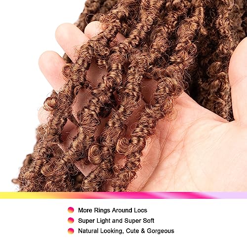 GUOHUI Super Light Butterfly Locs Crochet Hair 12 Inch 6 Packs Pre-Looped Soft Distressed Faux Locs Braids for Women Kids (12 Inch,30#)