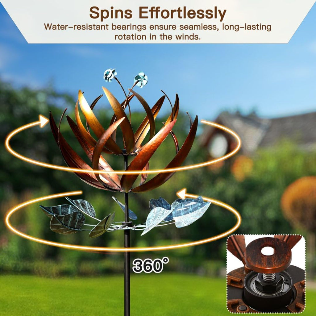 Pure Echo Wind Spinners for Yard and Garden, Wind Spinners Outdoor Large Metal, 84 inch Kinetic Wind Spinner & Wind Sculptures, Windmill Decor(Lotus)