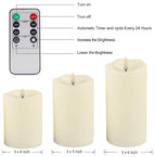 ANGELLOONG Flickering Flameless Candles, Realistic Battery Operated Candles with Remote and Timer, Set of 3 LED Candles for Fall Room Home Wedding Decor Centerpieces Table Party Christmas Decorations