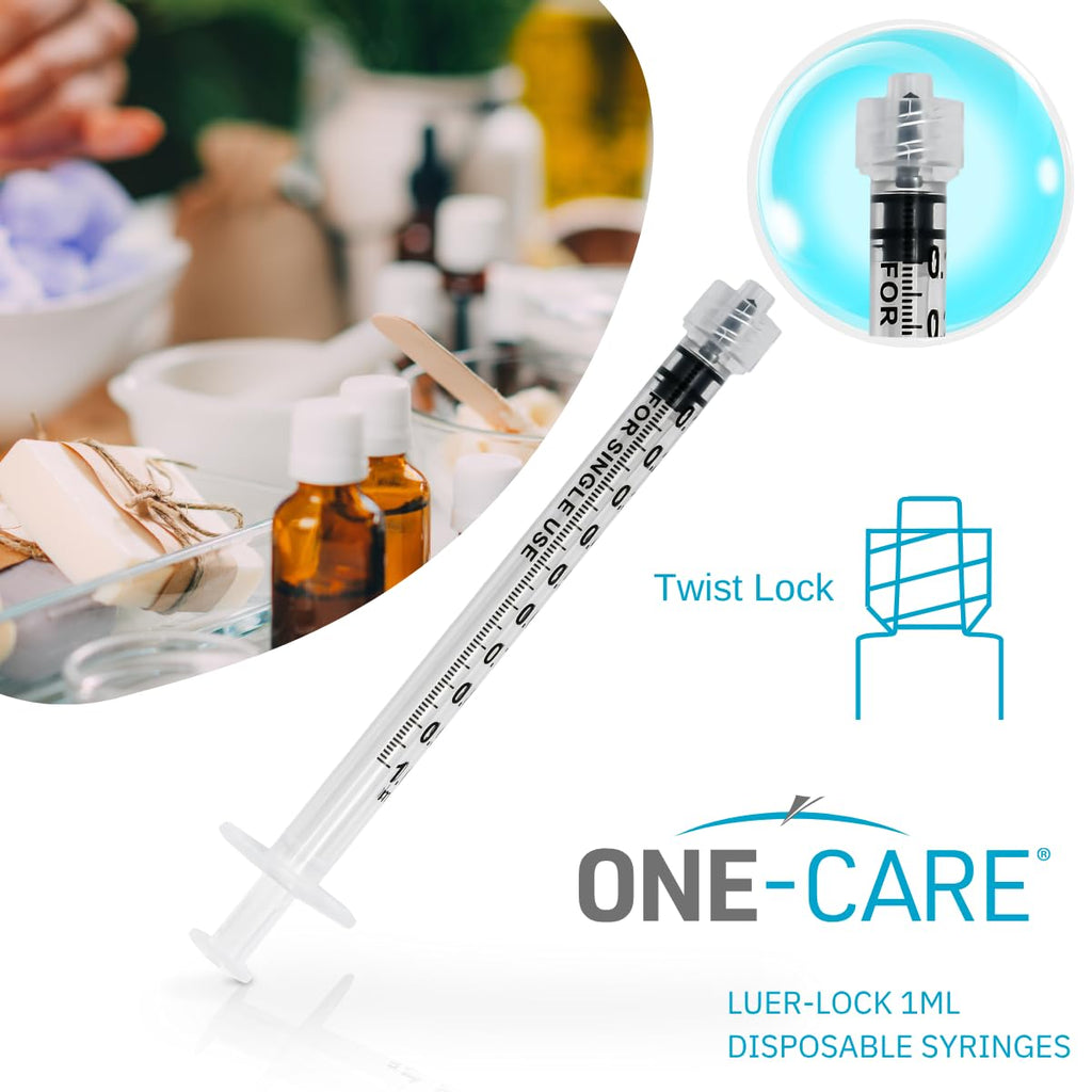 ONE-CARE Luer-Lock Syringe, 1 mL, 100 Count, Blister-Packed