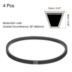 uxcell 4pcs A24 or 4L260 Classic Wrapped Rubber V-Belt, 24"(610mm) Inside Circumference, A Profile V Belt