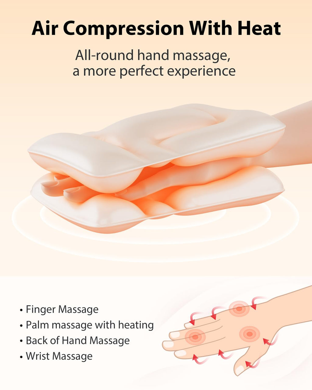 CINCOM - Upgraded Hand Massager for Arthritis Carpal Tunnel with Heat and Compression, 3 Modes, 3 Intensity, 2 Heat Levels, Birthday Gifts for Women Men (Black Gold)