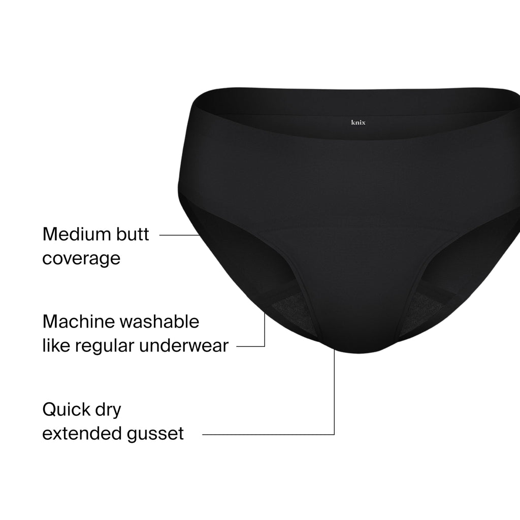 KNIX Super Leakproof Bikini - Period Underwear for Women - Machine Washable, Reusable - Black, Small (1 Pack)