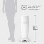 Diaper Genie Complete Diaper Pail (White) – Includes 1 Refill (Holds 270 Newborn Diapers) & 1 Carbon Filter