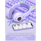 Unicorn Kids' Bluetooth Headphones,Foldable Wireless Headphones for Children with Cable and Microphone Earphones Volume Control,Unicorn-Inspired Gift Design for Birthday Gift & Christmas (purple)