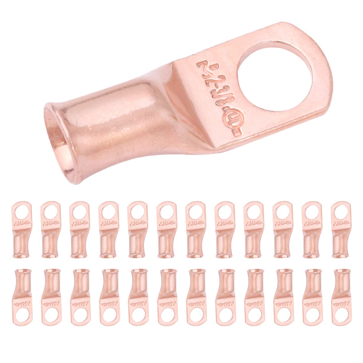 SELTERM 25pcs 2 AWG 3/8" Stud Heavy Duty Bare Copper Battery Cable Lugs