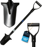 CKG Carbon Metal Detecting Shovel Digging Tool with Double Serrated Blade – Lightweight Digger Garden Root Cutter, Spade Professional Metal Detector Accessories, Gold Digger Shovel - Carbon Black