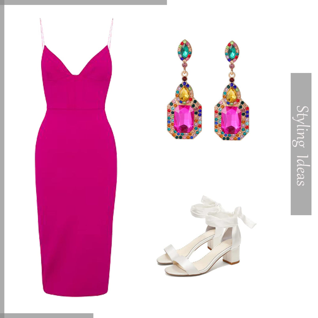 Colorful Statement Earrings for Women, Rhinestone Dangle Drop Earrings