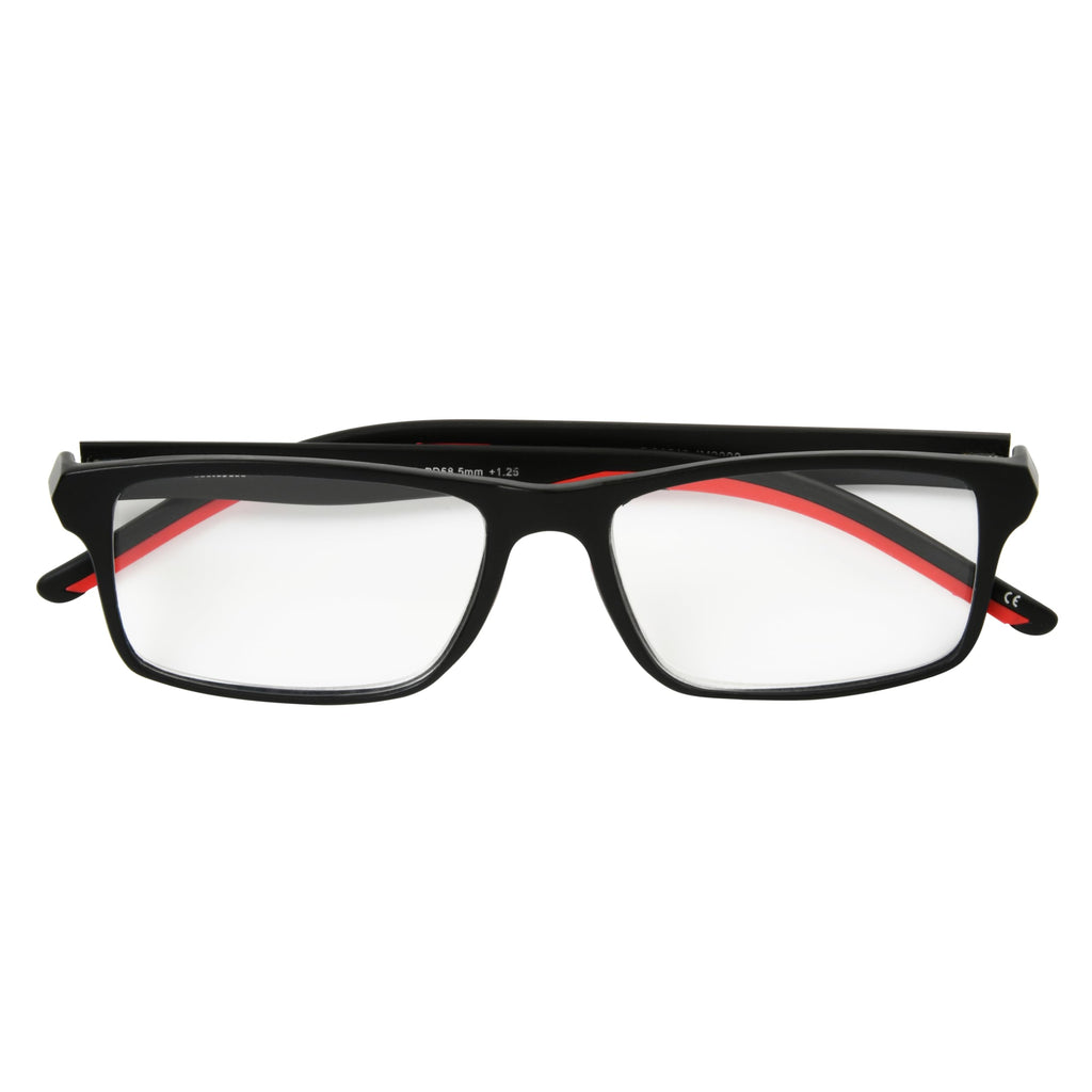 Foster Grant IRONMAN Men's Endeavor Square Reading Glasses, BLACK, 1.25x