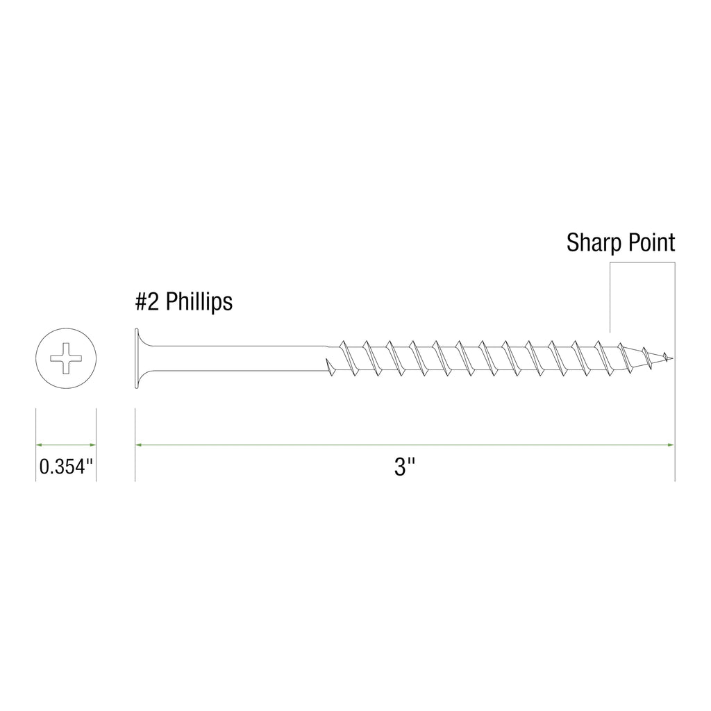 Grip-Rite Exterior Screws - Safe for Use in Treated Lumber - #2 Phillips Bugle Head - Coarse Thread Deck Screws - PrimeGuard Coating - 1lb Box - #9 x 3 - Gray - PTN3S1