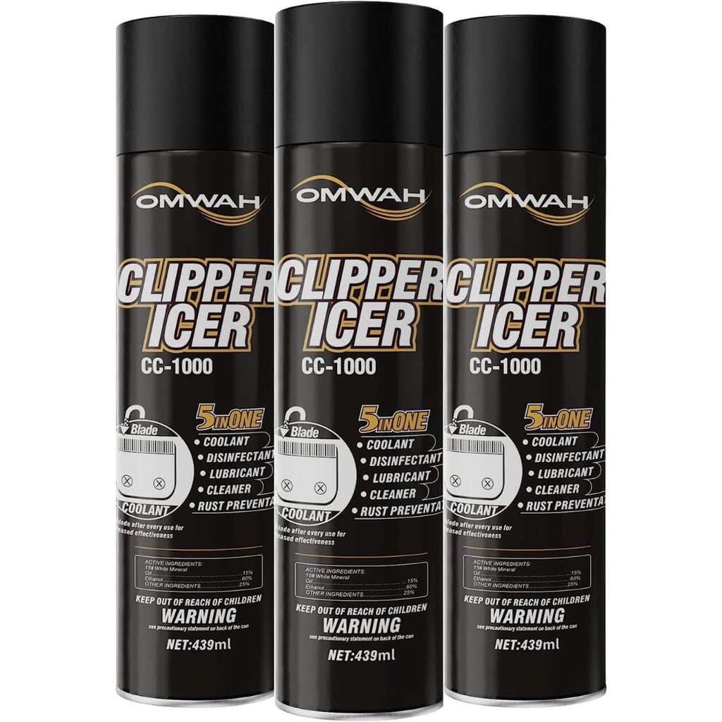 OMWAH 5 in 1 Clipper Icer Blade Cleaner and Lubricant Clipper Spray (3 pack) (15 oz. Can)…