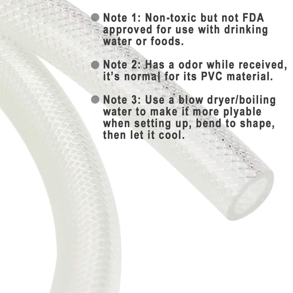 1-1/2" ID x 5 Ft High Pressure Braided Clear PVC Vinyl Tubing Flexible Vinyl Tube, Heavy Duty Reinforced Hose Tubing, BPA Free and Non Toxic