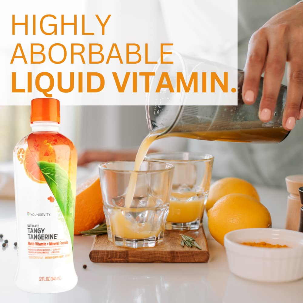 Youngevity Majestic Earth - Ultimate Tangy Tangerine, 32 FL Oz – Gluten-Free Liquid Multivitamins for Men, Women & Daily Immune Support for Kids – Boost Complete Nutritional Drink for Health, Energy