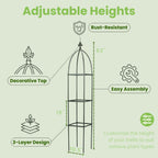 Lancisism 100% Metal Trellis for Climbing Plants Outdoor - Garden Metal Obelisk Trellis Vertical Plant Support for Climbing Vines & Flowers - Sturdy Steel Arch Trellis for Potted Plants Indoor Green