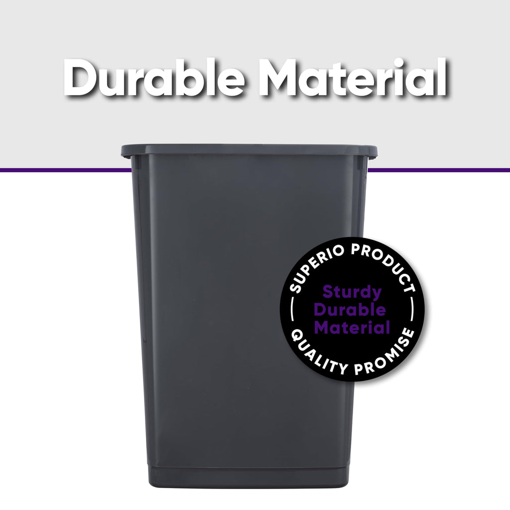Superio Large Kitchen Trash Can 13 Gallon, 52 Qt Waste Bin for Kitchen, Garage, Indoor and Outdoor Trash Can, Dark Grey