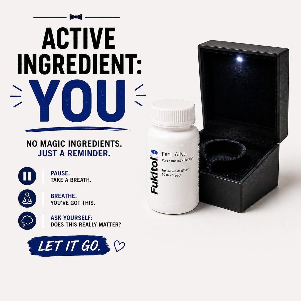 Fukitol™ Placebo Pills – The Gift of Letting Go – Funny Stress Relief Gag Gift (30 ct) – Unique Novelty Present for Birthdays, Father's Day, Holidays & White Elephant - Deluxe Edition