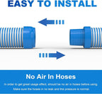 Poolvio Pool Vacuum Hose 33 Feet (10 x 40 Inch), 1.5 Inch Cuffs, Compatible with Most Inground Pool Automatic Cleaners, Blue