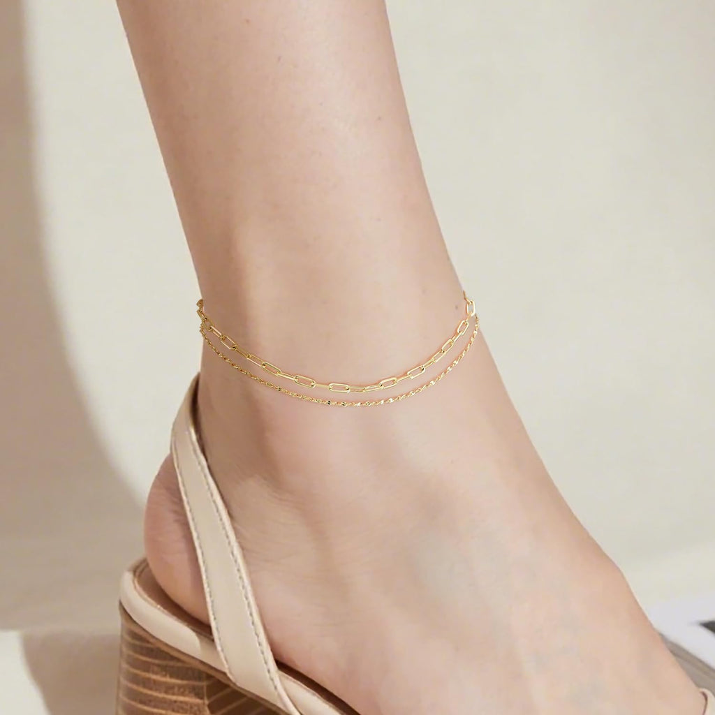 DIVAS MODE 14K Gold Anklets for Women Gold Ankle Bracelets for Women