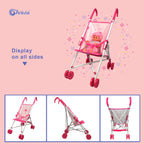 Anivia Baby Doll Collection Doll Stroller Heart Design Gifts for Toddlers and Girls Foldable Doll Stroller
