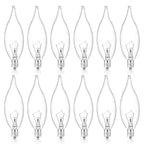 E12 B10 Clear Candle Base Bulb with Warm White 2700K, 40W Candelabra Light Bulbs, 400 Lumen Dimmable, 120V Incandescent Chandelier Light Bulbs for Pendants, Ceiling Fan, Wall Sconces (12-Pack)
