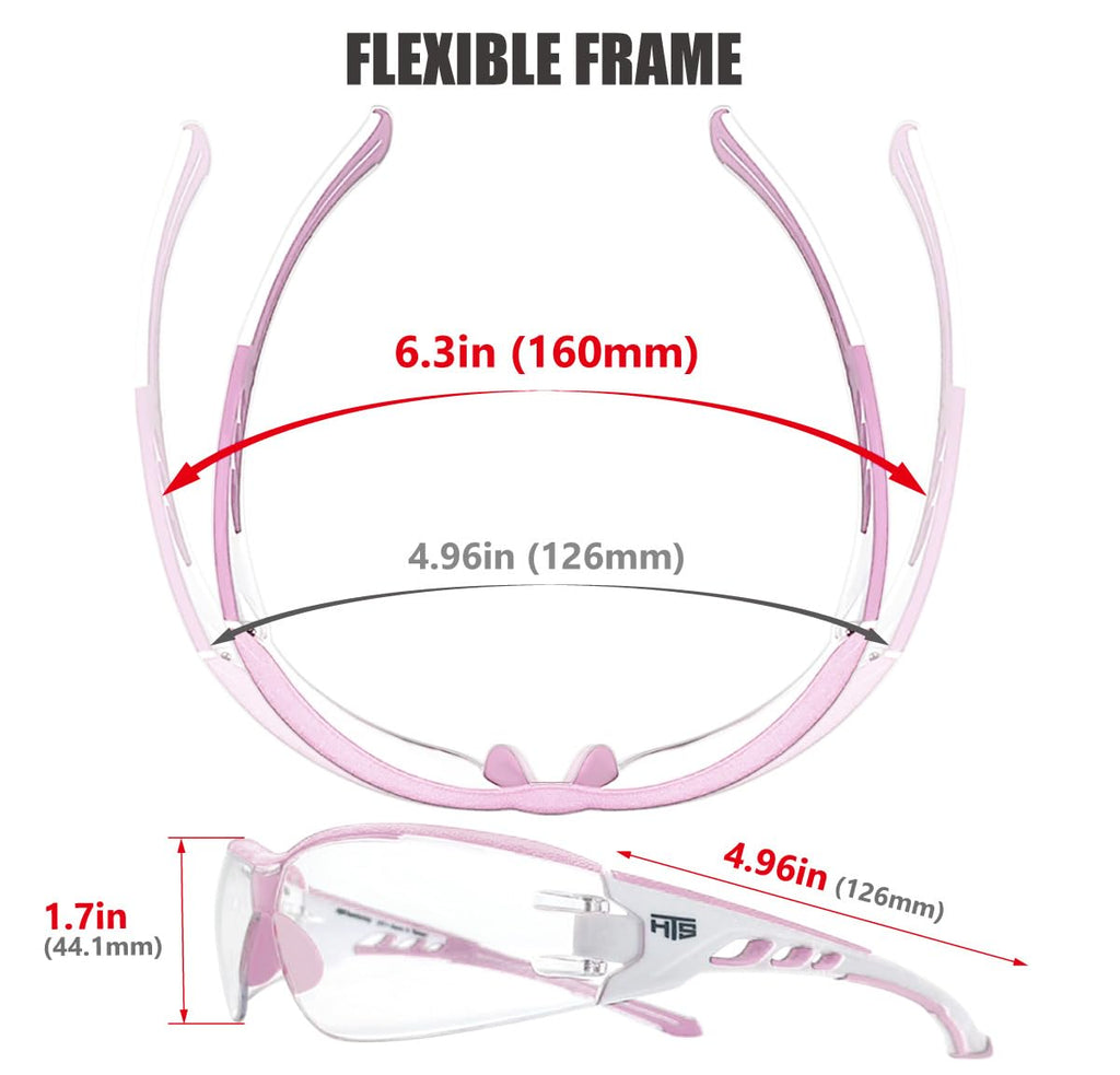 HTS HUNTERSKY E9532 Super Flexible Lightweight Anti Fog Wrap-Around U6 Clear Shooting Safety Glasses with ANSI Z87.1 Scratch Resist lab chemistry goggles
