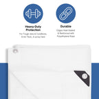 Kotap 30 x 30 Ft. Heavy-Duty Protection/Coverage Tarp, Superior Weave for Greater Longevity 8-mil, Multi-Use, Waterproof, White, 1-Pack (TRW-3030)