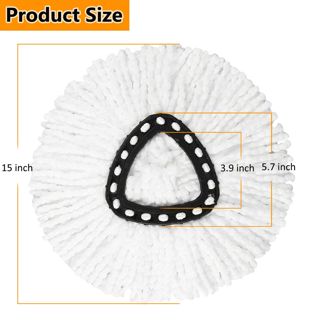 8-Pack Spin Mop Replacement Heads, 100% Microfiber Spin Mop Refills Heads for Easy Wring, 360°Micro Replacement Mop Head for Easy House Cleaning Floor Mopping - (White)