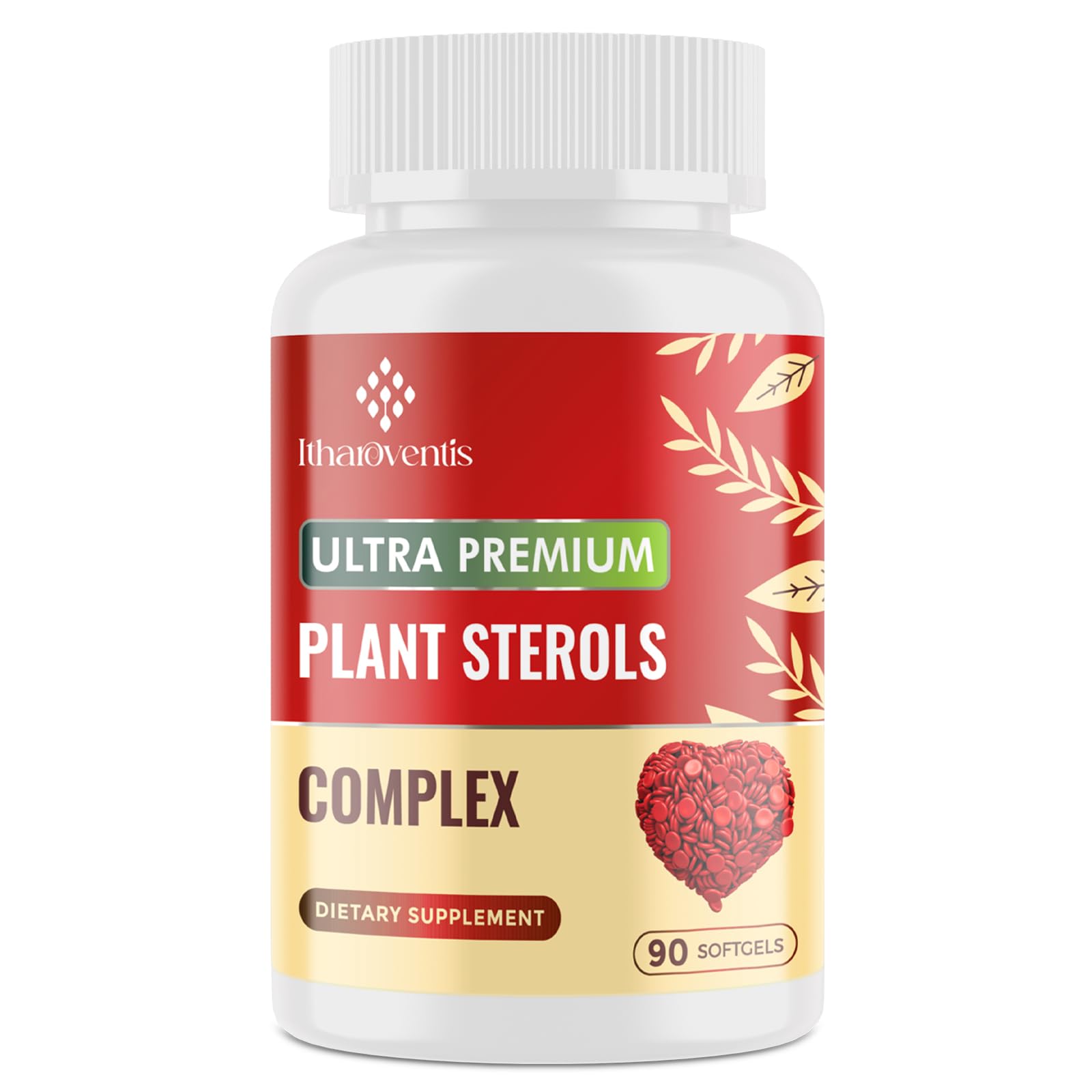 Itharoventis Cholesterol Supplements with Plant Sterols, Niacin, Red Yeast Rice, Bergamot, Omega-3 & Garlic - Advenced Absorption Formula - 90 Softgels