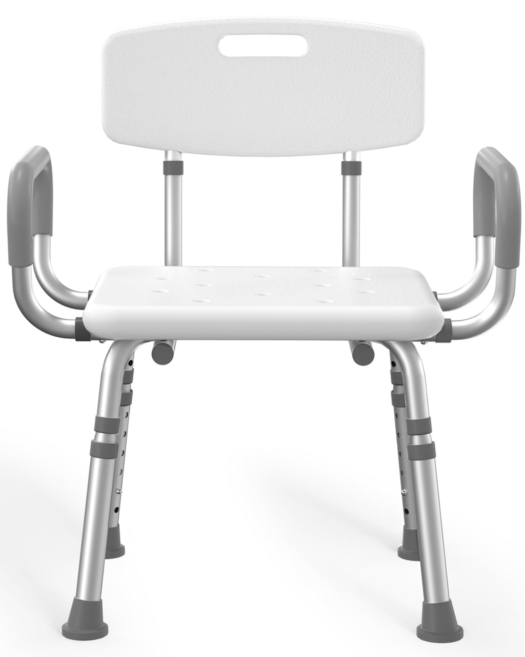 HOMLAND Shower Chair for Inside Shower with Arms and Back, 500 lbs Heavy Duty Shower Seat for Bathtub, Height Adjustable Safety Bath Seat for Elderly, Adults, Handicap and Disabled, White