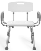 HOMLAND Shower Chair for Inside Shower with Arms and Back, 500 lbs Heavy Duty Shower Seat for Bathtub, Height Adjustable Safety Bath Seat for Elderly, Adults, Handicap and Disabled, White