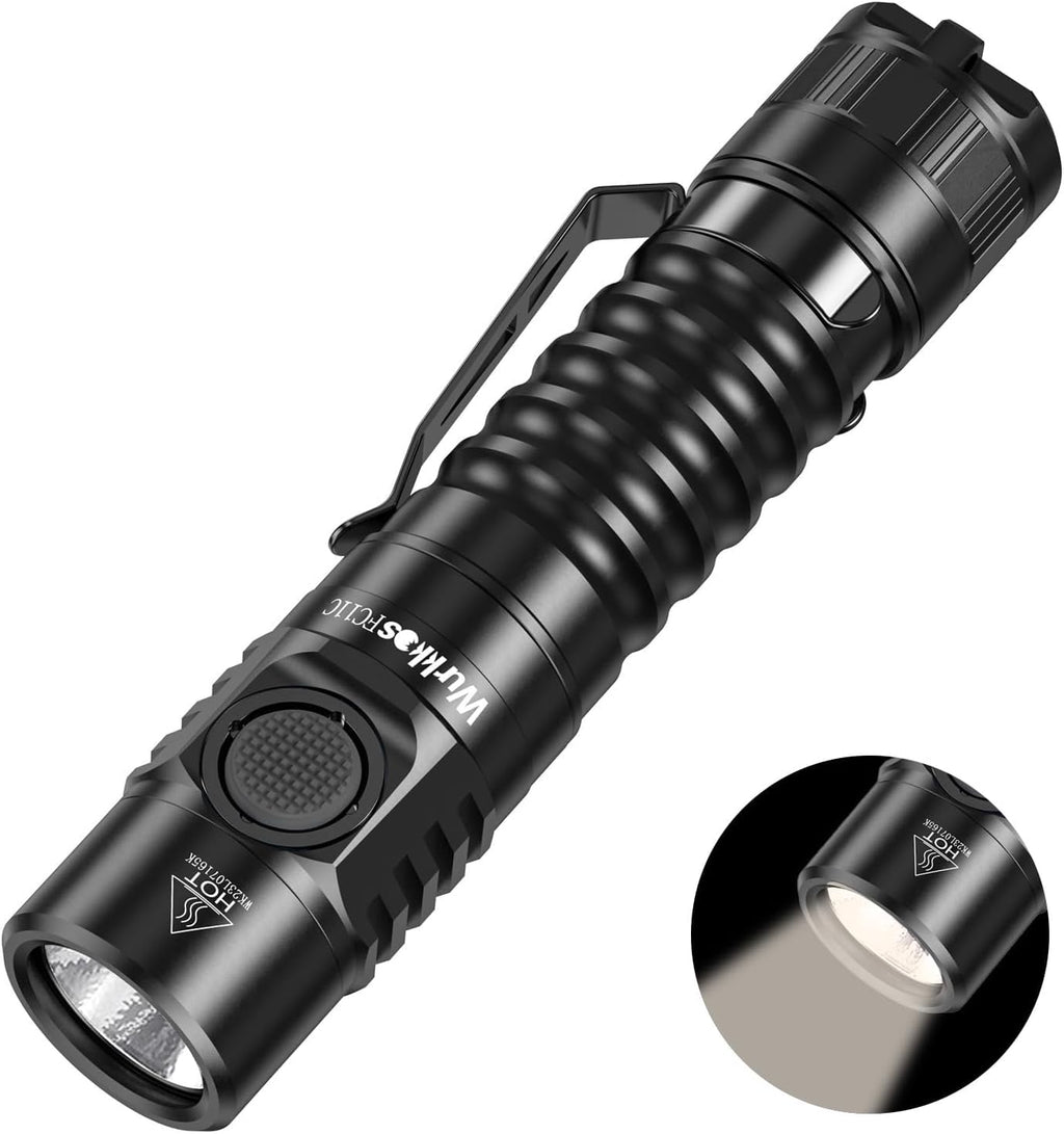 Wurkkos FC11C EDC Flashlight 1200 High Lumen, 90 High CRI Led Flashlight Rechargeable, 6 Modes, Magnetic Tail, IP68 Waterproof Small Pocket Flash Light for Camping Hiking Dog Walking (Black 4000K)