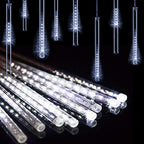 Weepong Christmas Lights Outdoor UL Certified Meteor Shower Lights 12 Inch 8 Tubes 192 LED Falling Rain Drop Icicle Snow Cascading Light for Xmas Tree Wedding Party Garden Decoration, White