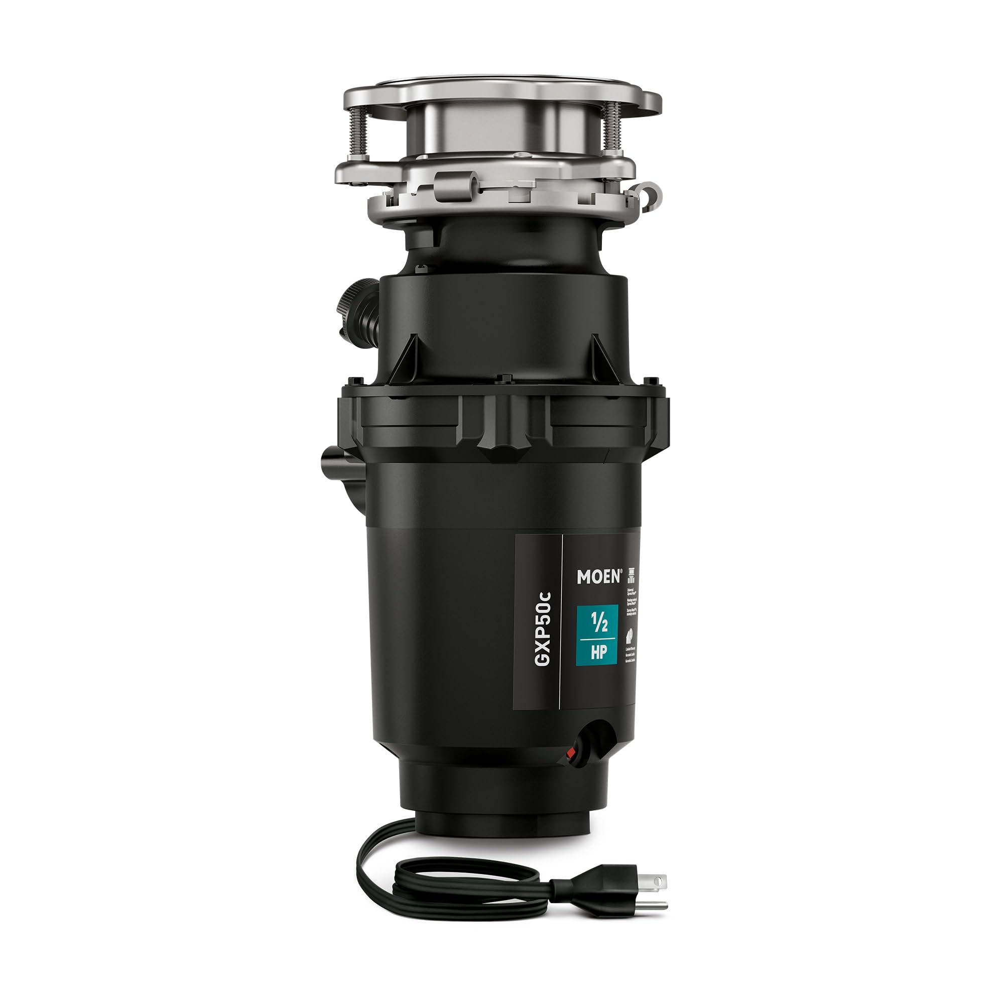 Moen Prep Series PRO Continuous Feed Compact Garbage Disposal for Kitchen Sink with Power Cord, GXP50C