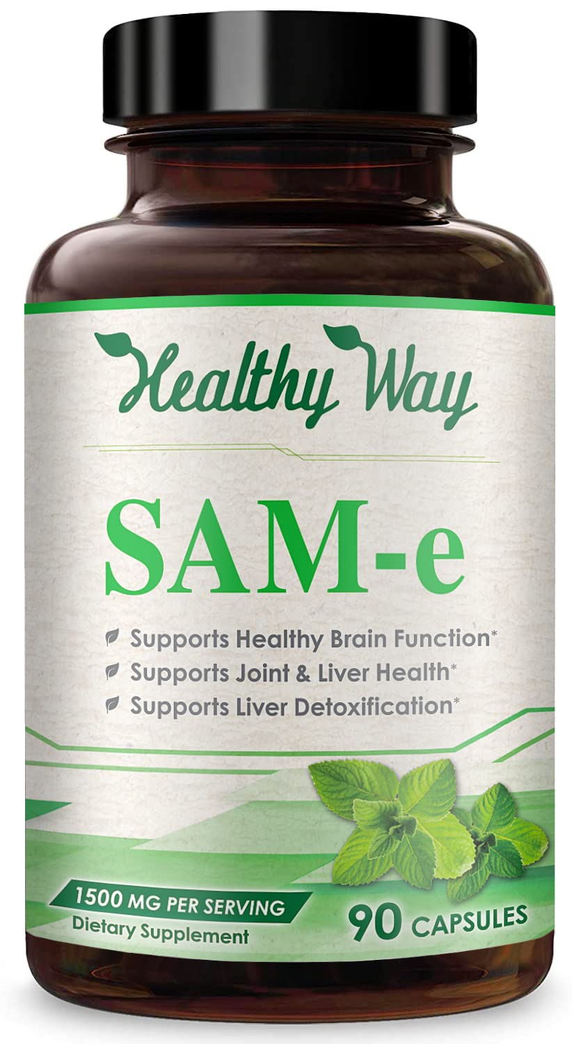 HealthyWayRx 1500mg SAM-e Supplement - High Strength S-Adenosyl-L-Methionine Capsules 1500mg per Serving for Joint Brain Liver and Mood Support - Non-GMO High Absorption Same Supplement (90 Count)
