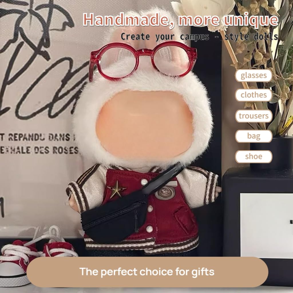 Doll clothes suitable for 15cm and 17cm Labubu (dolls not included), stylish baseball uniform sets (including shoes, glasses and shoulder bags), and 15/17cm doll sporty style suits