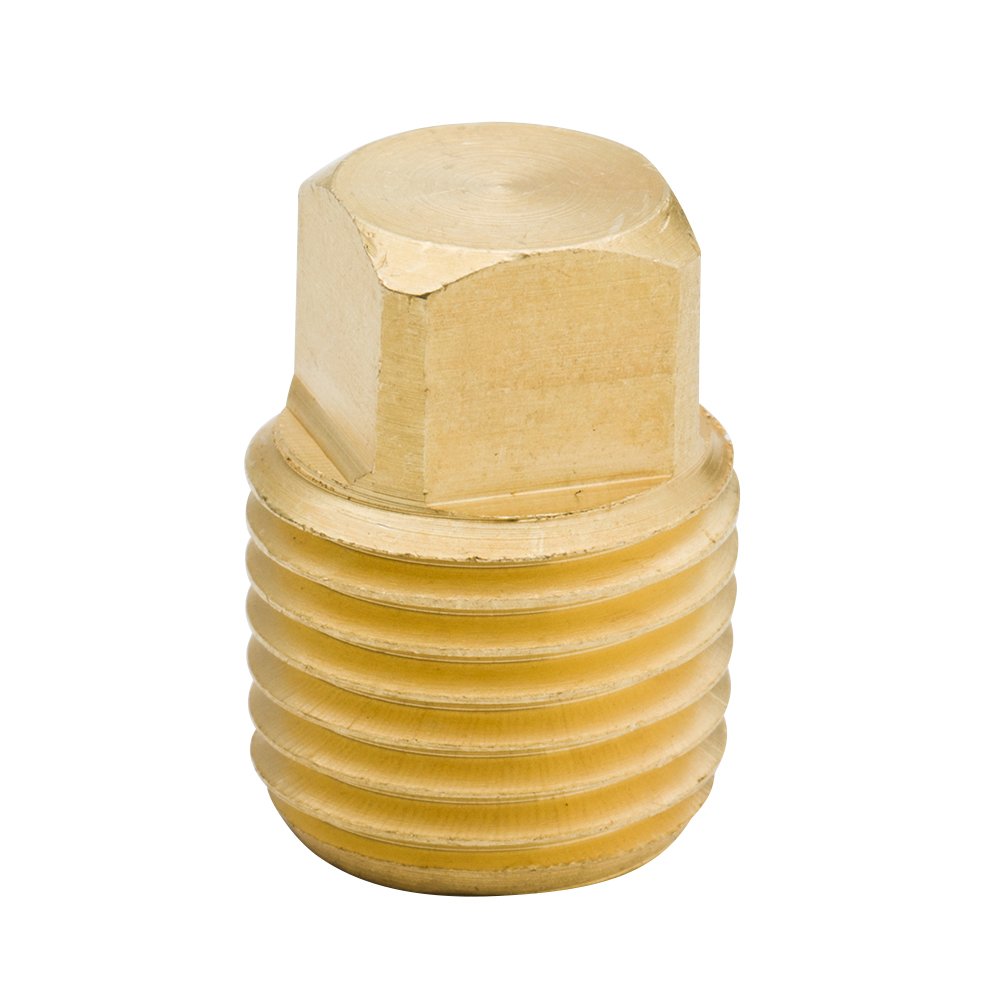 Legines Solid Brass Pipe Fitting, 3/8" NPT Male Square Head Plug (5 pcs)