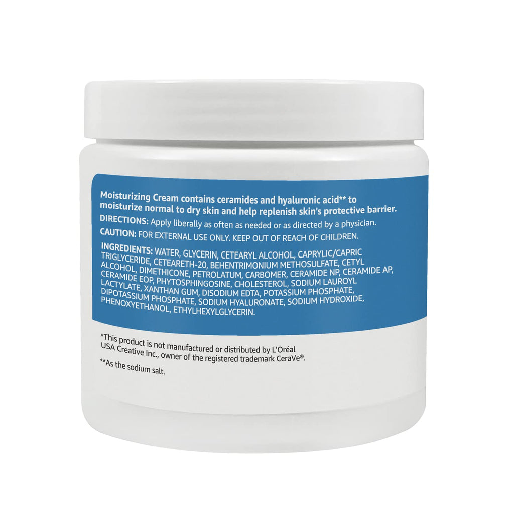 Amazon Basics Moisturizing Cream for Face and Body, Fragrance-Free, with Ceramides, Hydrating, 16 Ounces, 2-Pack