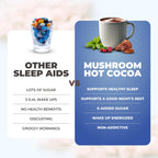 RYZE SUPERFOODS Mushroom Hot Cocoa Melatonin Sleep Supplement, Keto Cocoa Powder with Reishi Mushroom, Melatonin, Glycine, Cacao, L-Theanine, Chicory to Help Fall Asleep and Stay Asleep, 20 Servings