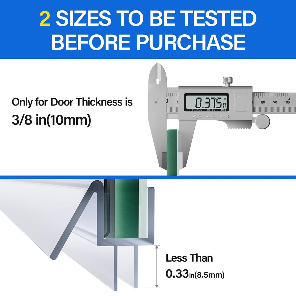 Yecaye 3 Pack 3/8" x 39" Shower Door Bottom Seal,Shower Door Sweep,Frameless Glass Seal Strip,Stop Leaks and Create a Water Barrier, Water Guard 10MM