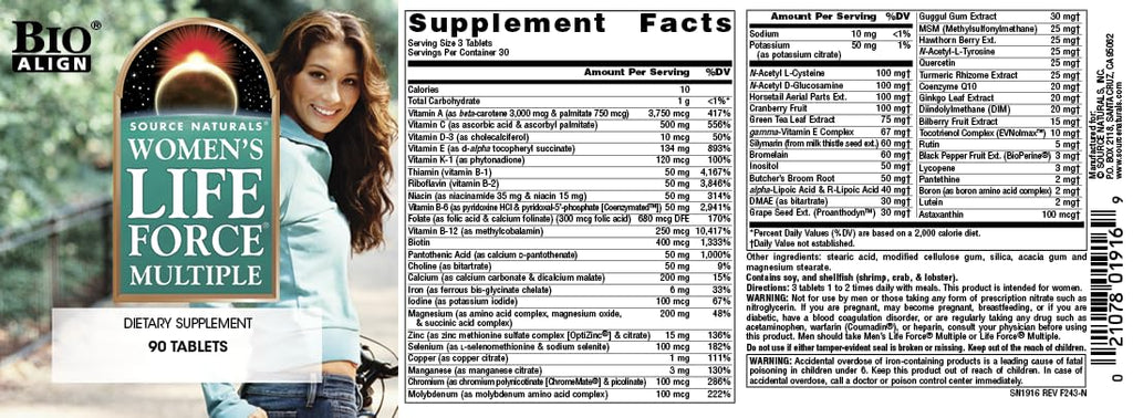 Source Naturals Women's Life Force Multiple, Daily Multivitamin & Immune Health Supplement - 90 Tablets