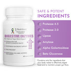 TJ Nutrition Digestive Enzymes for Sensitive Stomachs - Supports Vagus Nerve, Vegetarian Pancreatic Support, Timed Release Formula for Optimal Gut Health, Enhances Food Digestion & Gut Flora