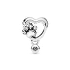 PANDORA Paw Heart Sterling Silver Charm With Clear Cubic Zirconia