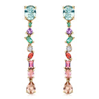 YEPZOKO Long Crystal Dangle Earrings for Women Wedding Bridal Colorful Rhinestone Cubic Zirconia Drop Earrings for women Mom Wife (Multicolor-light)