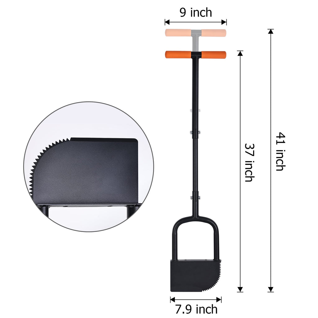 BARAYSTUS Height Adjustable Garden Edger Tool, Hand Steel Edger, Half Moon Lawn Edger, Saw-Tooth with Very Sharp Blade Manual Edger